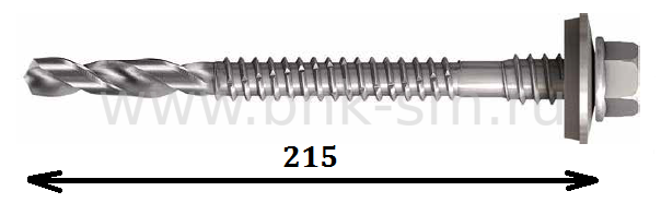 Саморез JT2-S-25-6.3x215 V19 с винтовым буром для сэндвич панелей